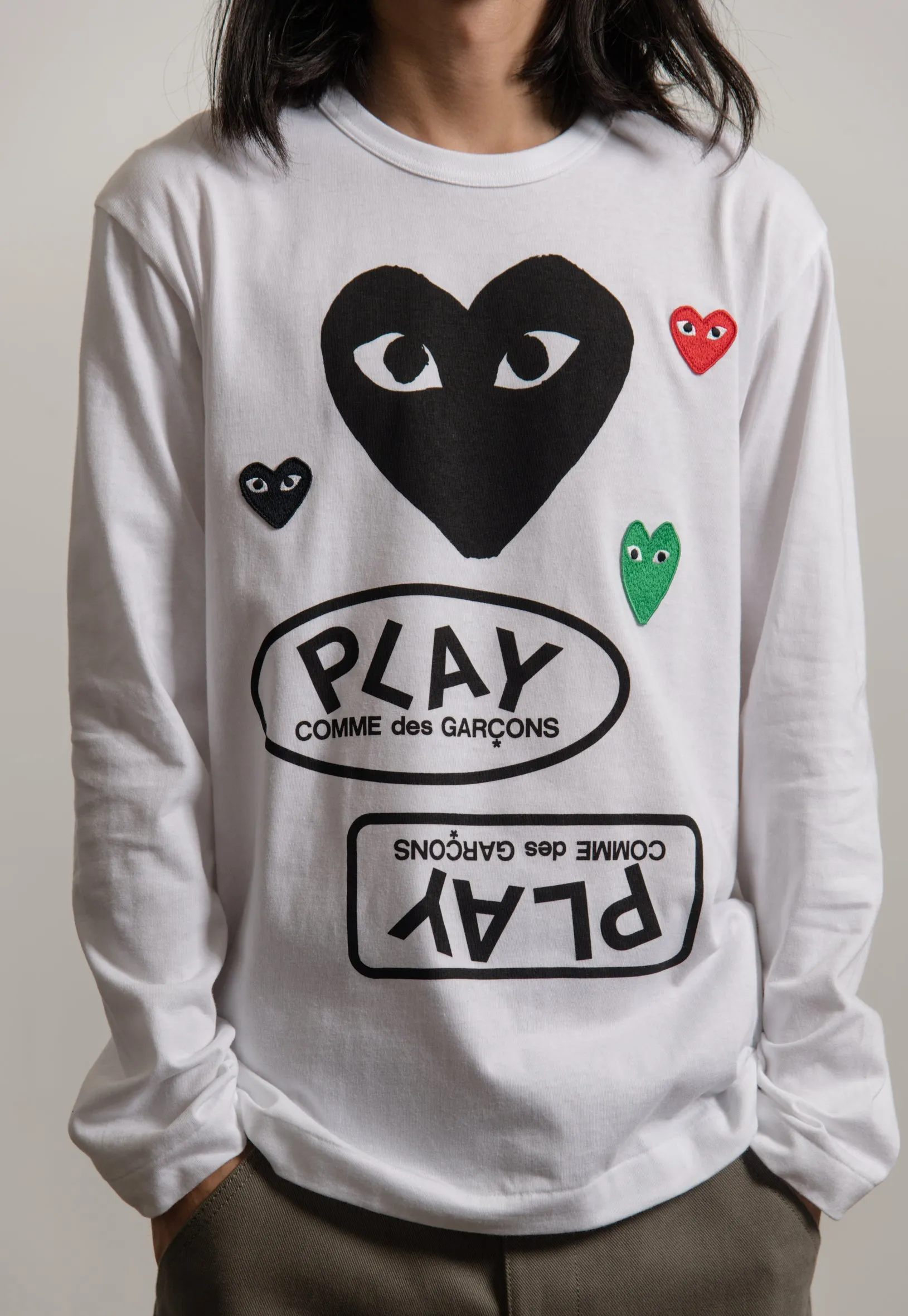 Long Sleeve Multi Emblem Tee White/Black T286 sold by Nomad product image thumbnail 2