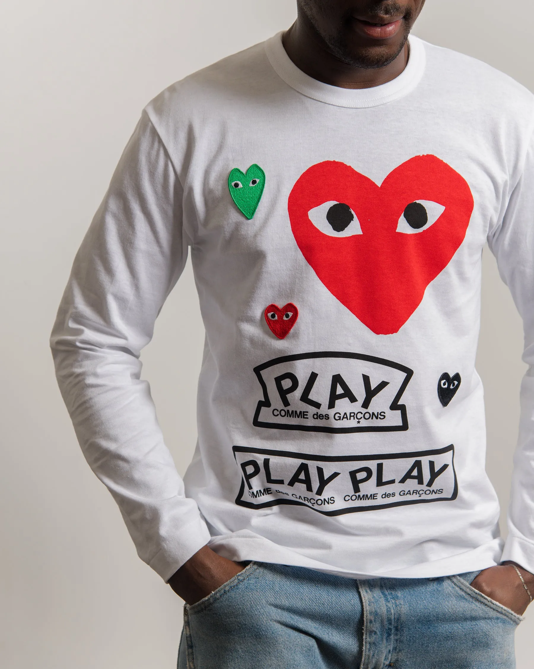 Long Sleeve Multi Emblem Tee White/Red T284 sold by Nomad product image thumbnail 4