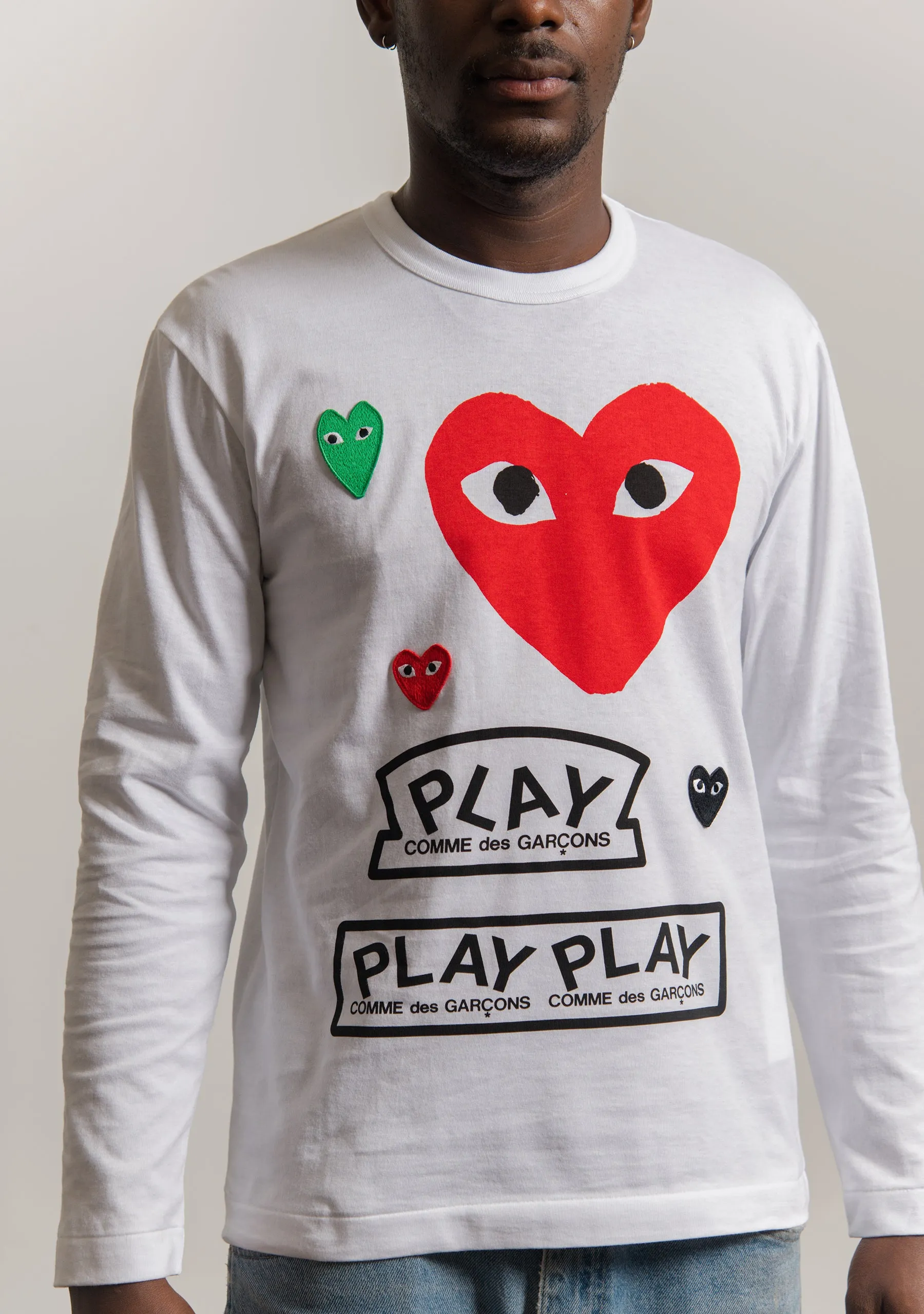 Long Sleeve Multi Emblem Tee White/Red T284 sold by Nomad product image thumbnail 3