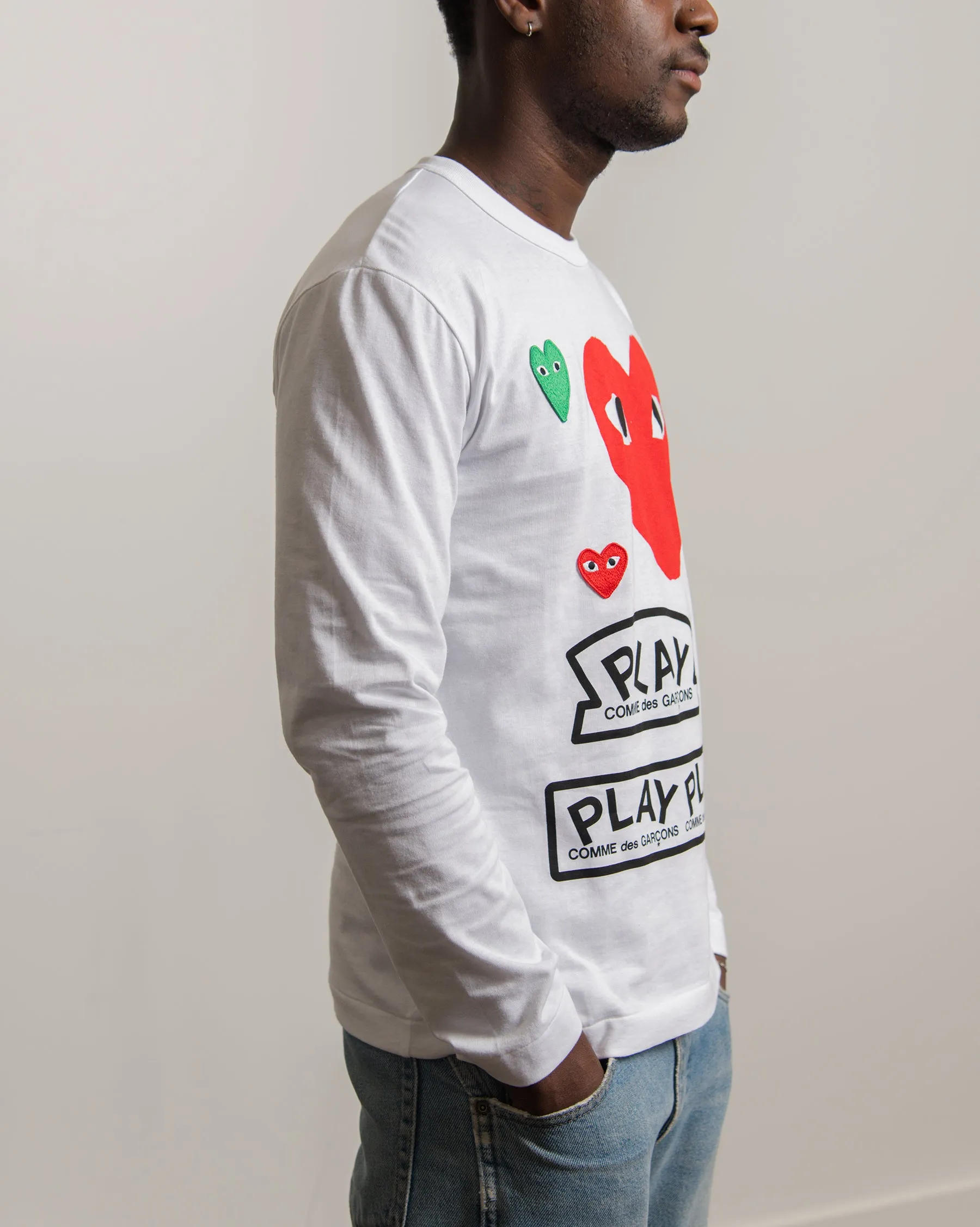Long Sleeve Multi Emblem Tee White/Red T284 sold by Nomad product image thumbnail 5