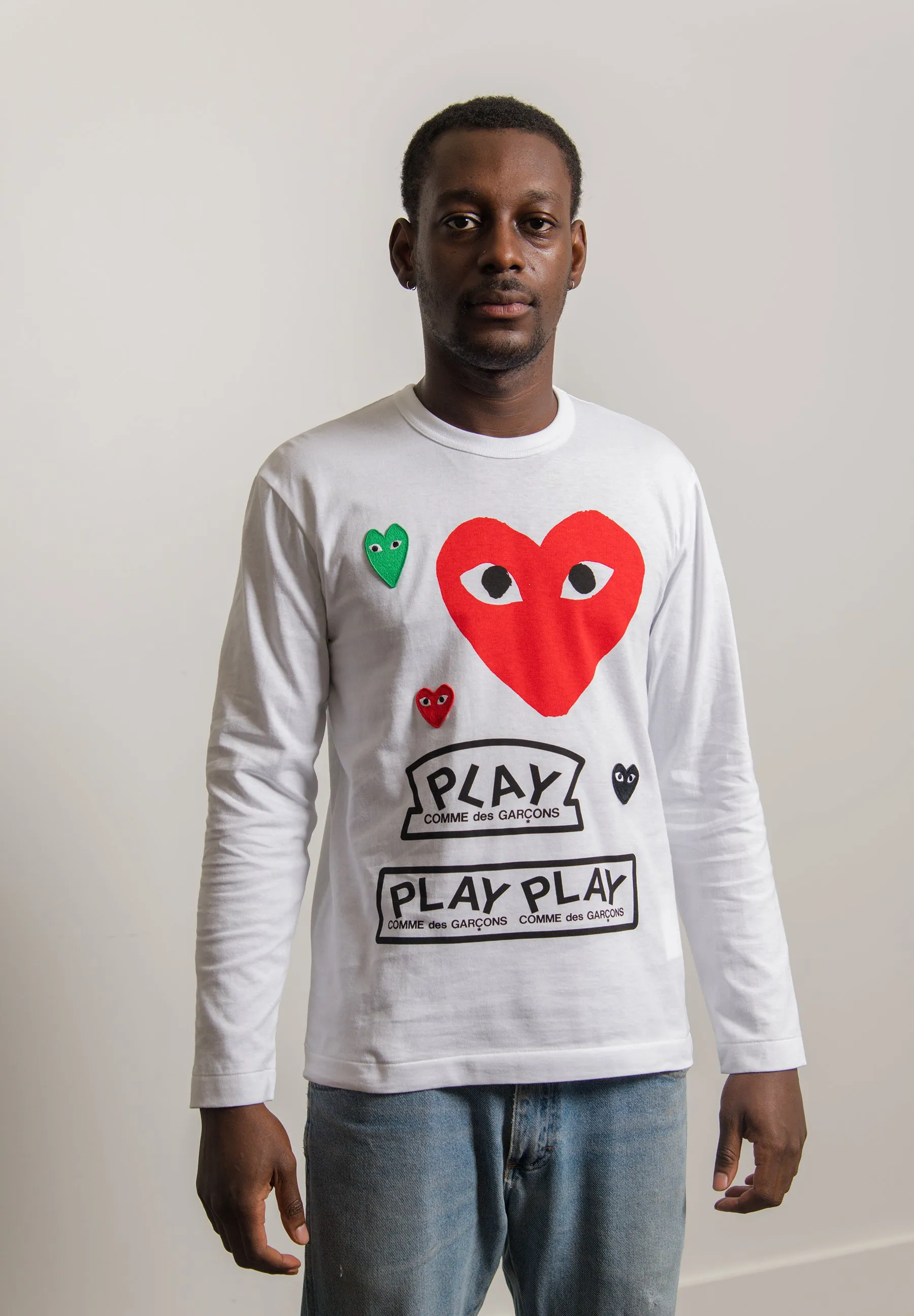 Long Sleeve Multi Emblem Tee White/Red T284 sold by Nomad product image thumbnail 2