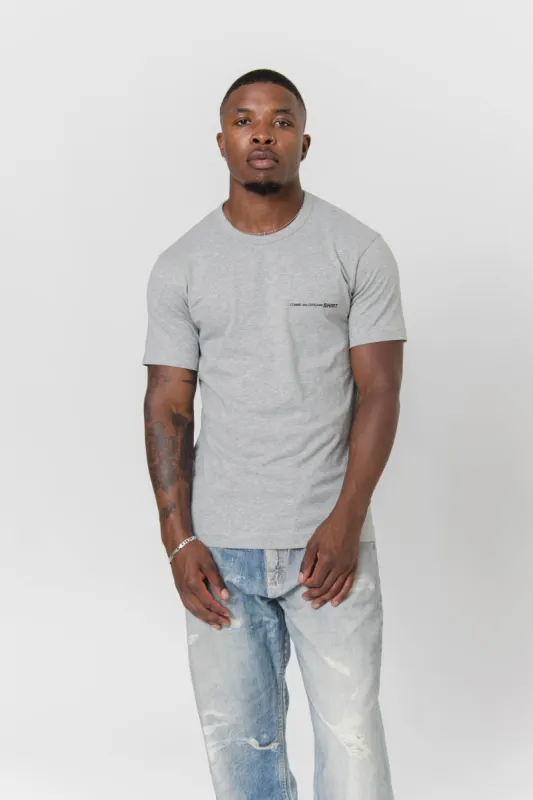 Short Sleeve Chest Print Logo Tee Grey T018 sold by Nomad