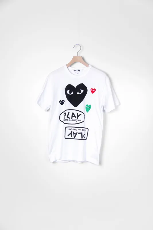 Multi Emblem Tee White/Black T282 sold by Nomad