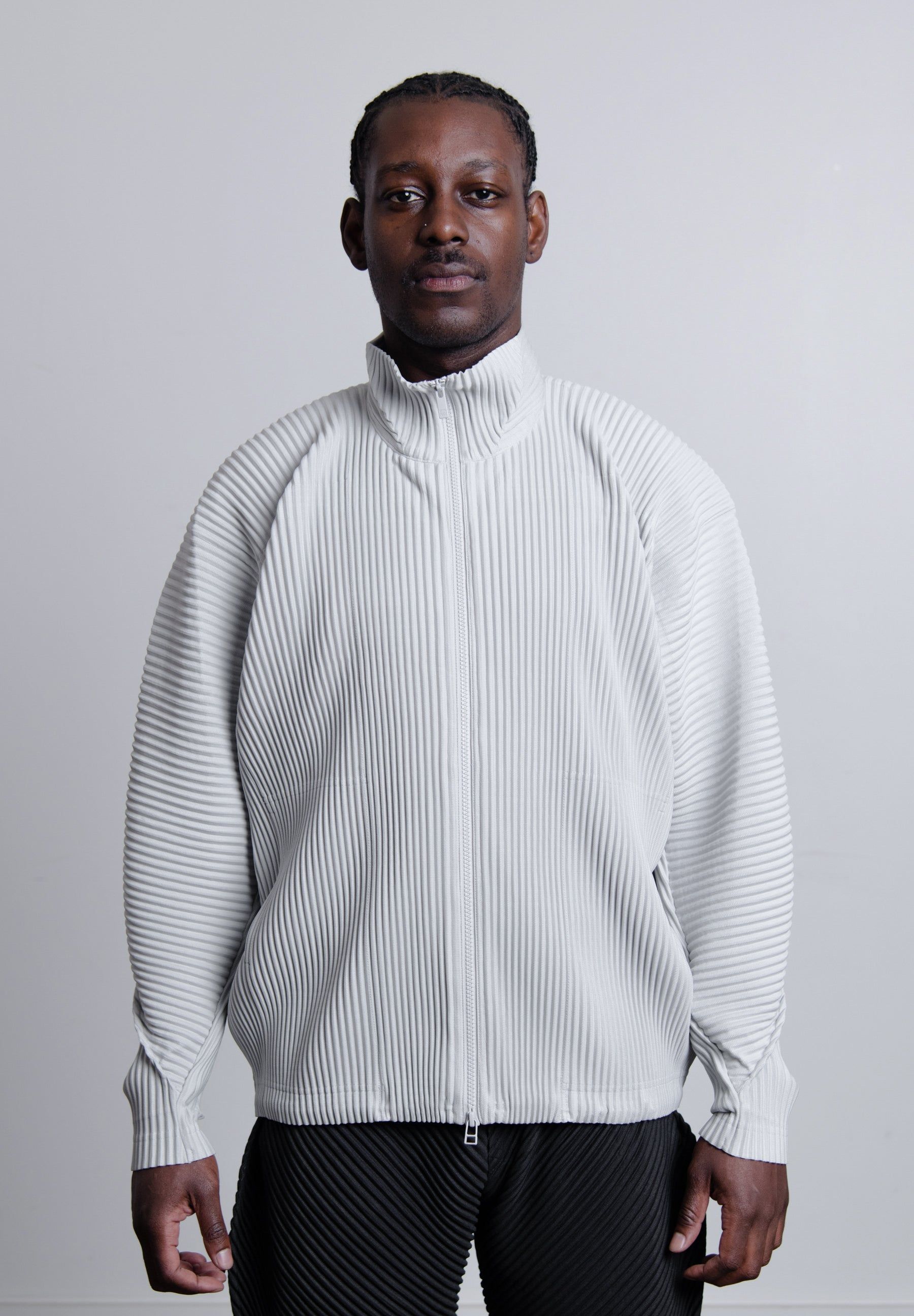 Arc Pleated Zip Jacket Light Grey JC146-11 sold by Nomad product image thumbnail 3