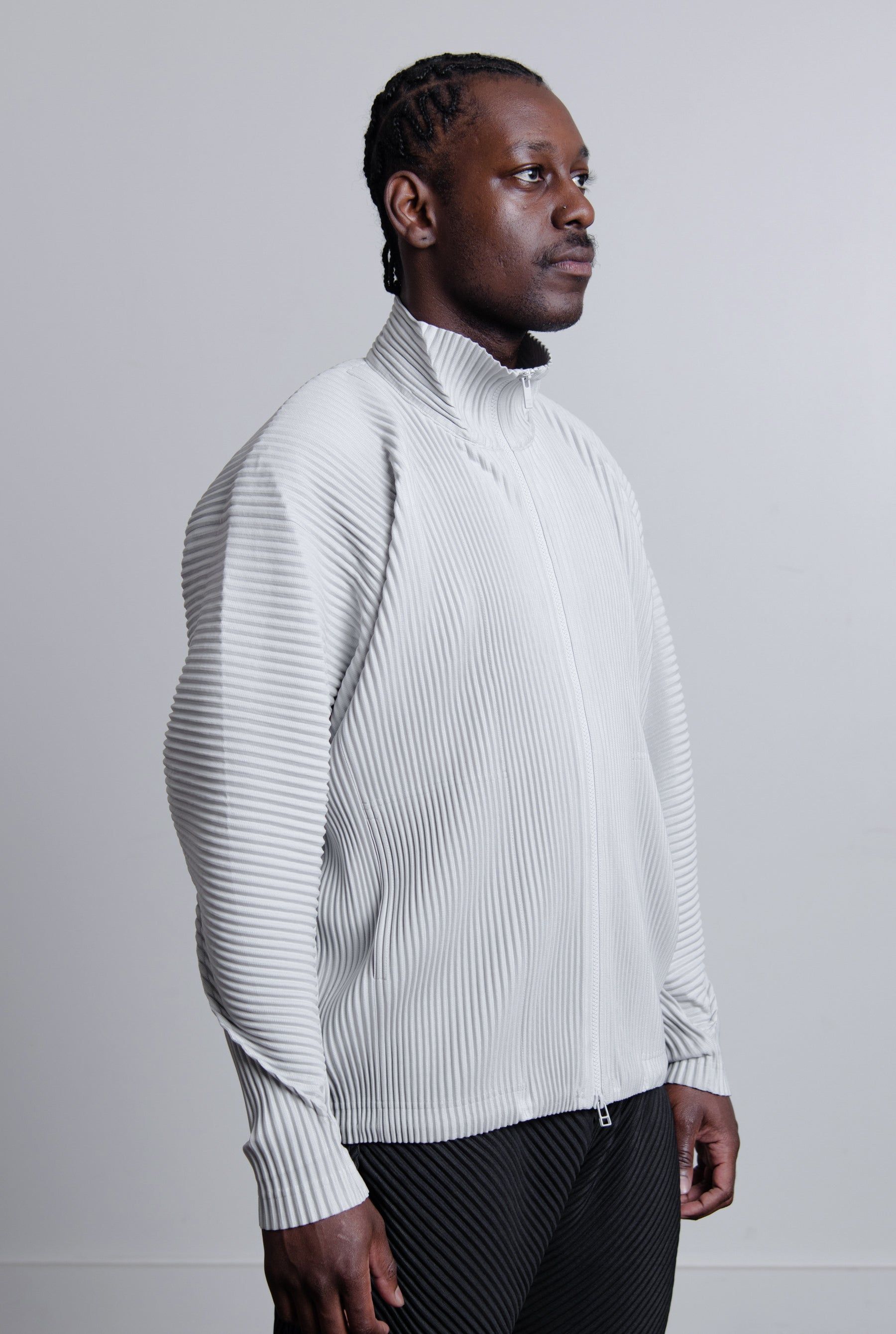 Arc Pleated Zip Jacket Light Grey JC146-11 sold by Nomad product image thumbnail 4