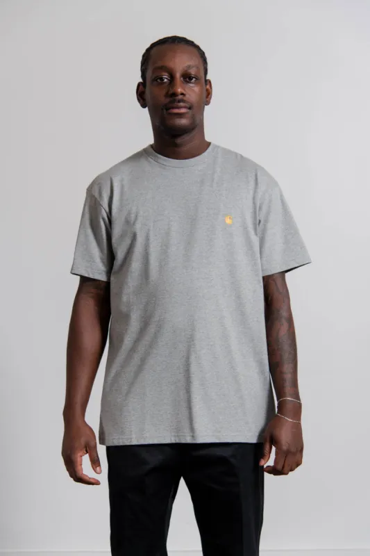 Short Sleeve Chase Tee Heather Grey/Gold made by Carhartt