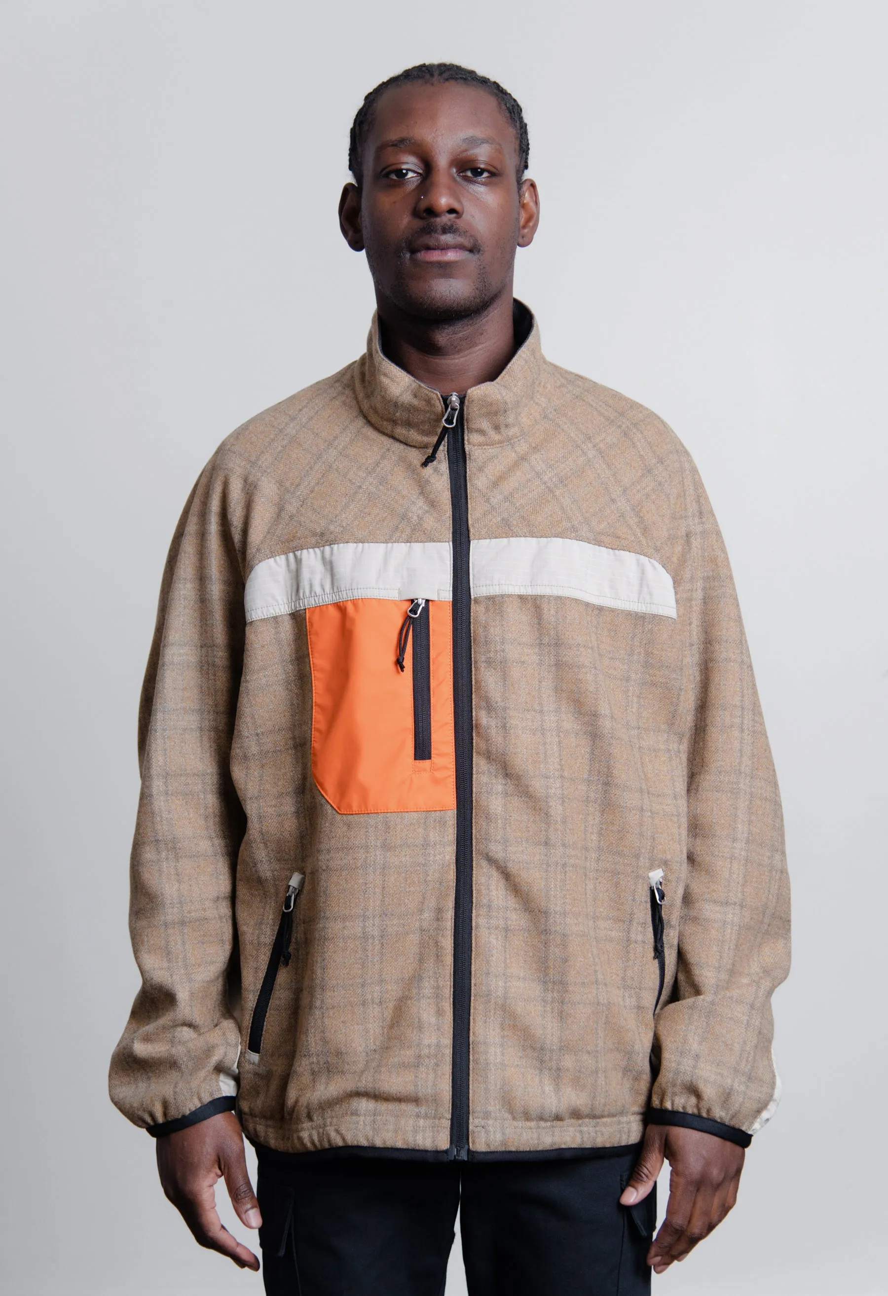 Wool Check Rip-Stop Jacket Beige/Brown/Orange J039 sold by Nomad product image thumbnail 3