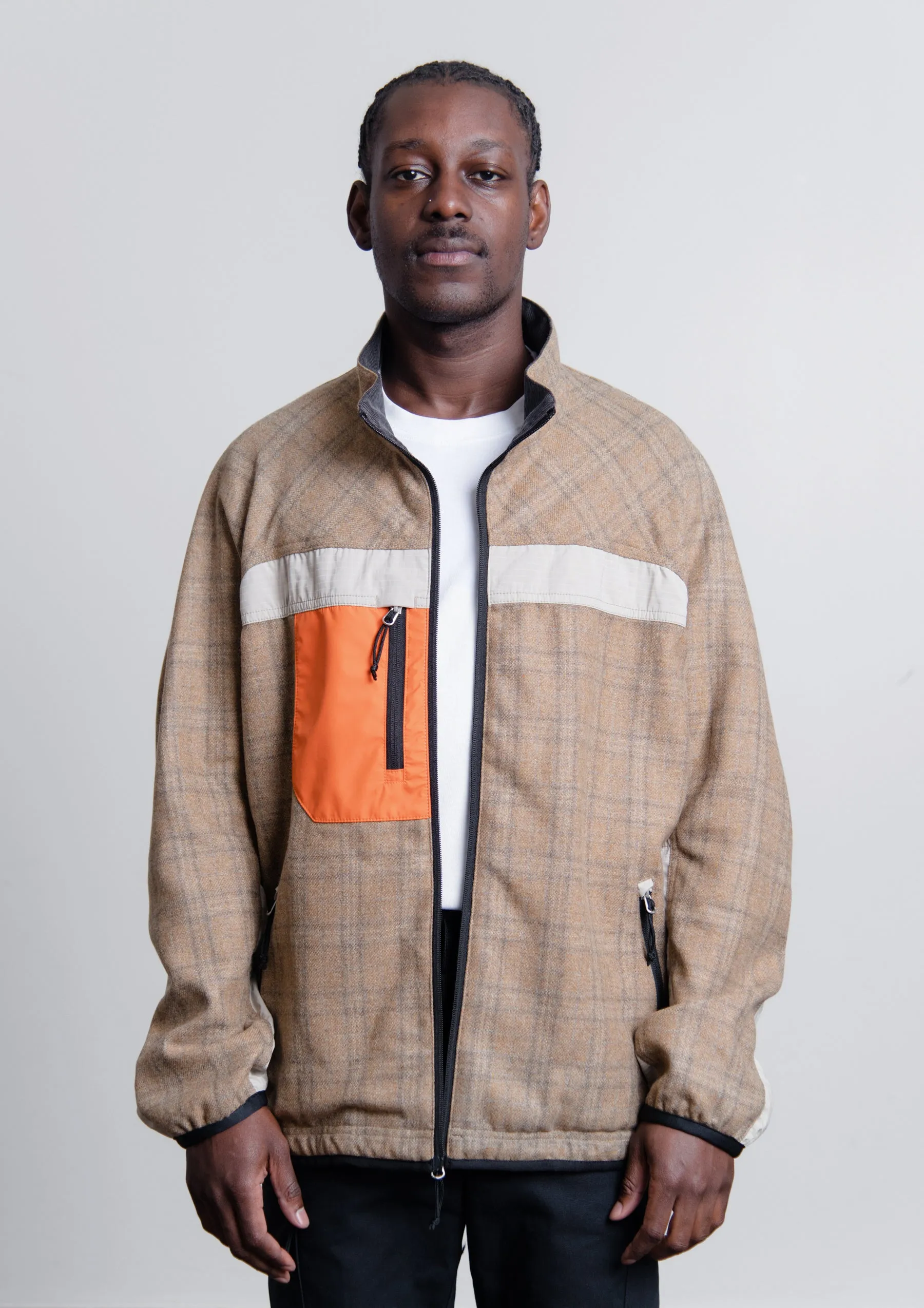 Wool Check Rip-Stop Jacket Beige/Brown/Orange J039 sold by Nomad product image thumbnail 5