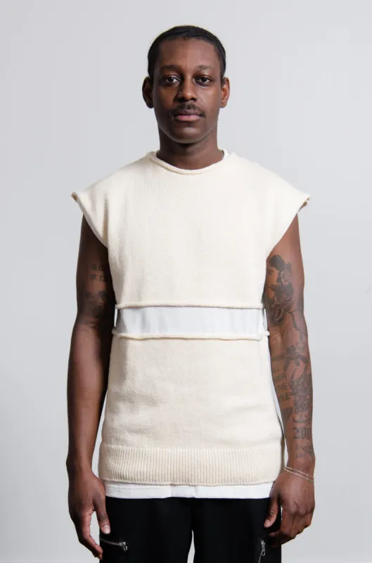 Knit Vest Natural JSMU707011 made by Jil Sander