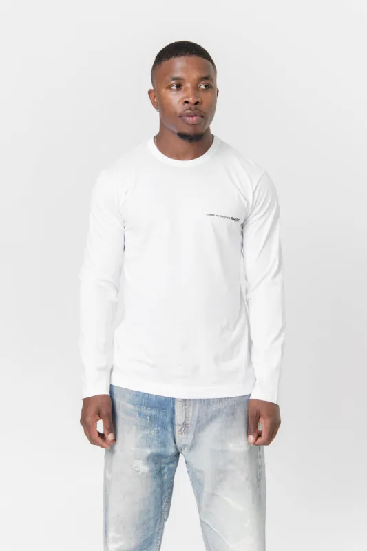 Long Sleeve Chest Print Logo Tee White T017 sold by Nomad