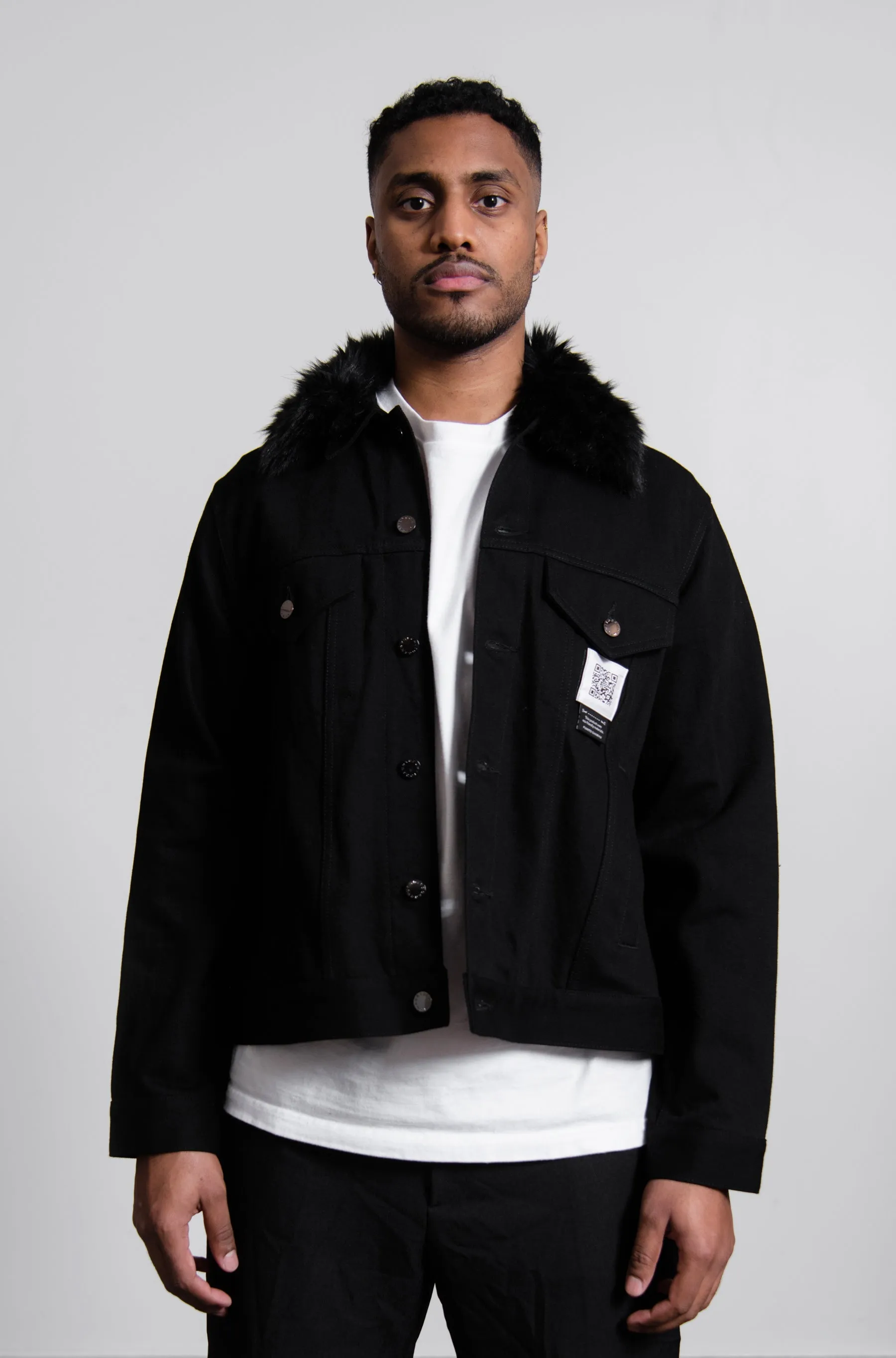 Detachable Collar Denim Jacket Black FU6-BL-01 sold by Nomad product image thumbnail 4