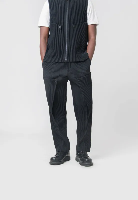 Unfold Pleated Trouser Black JF366-15 sold by Nomad