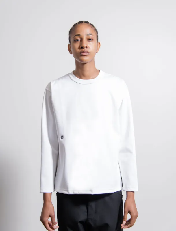 Piko Embroidery Long Sleeve Tee White sold by Nomad