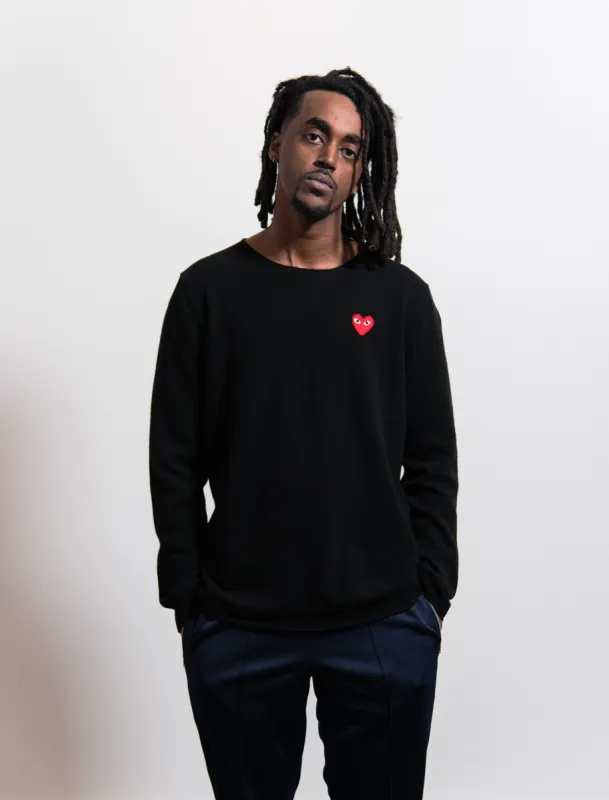 Knit Emblem Crewneck Sweater Black/Red N068 sold by Nomad