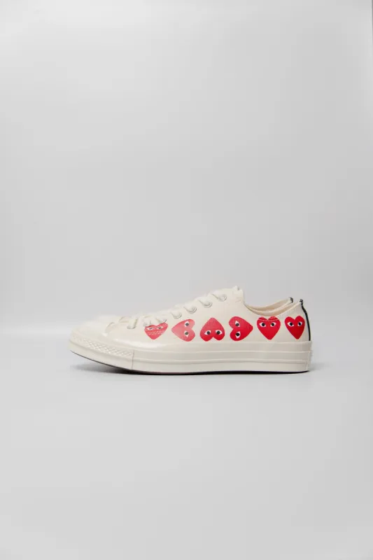 PLAY Multi Heart Chuck Taylor Low White K117-001-2 made by Comme des Garcons PLAY