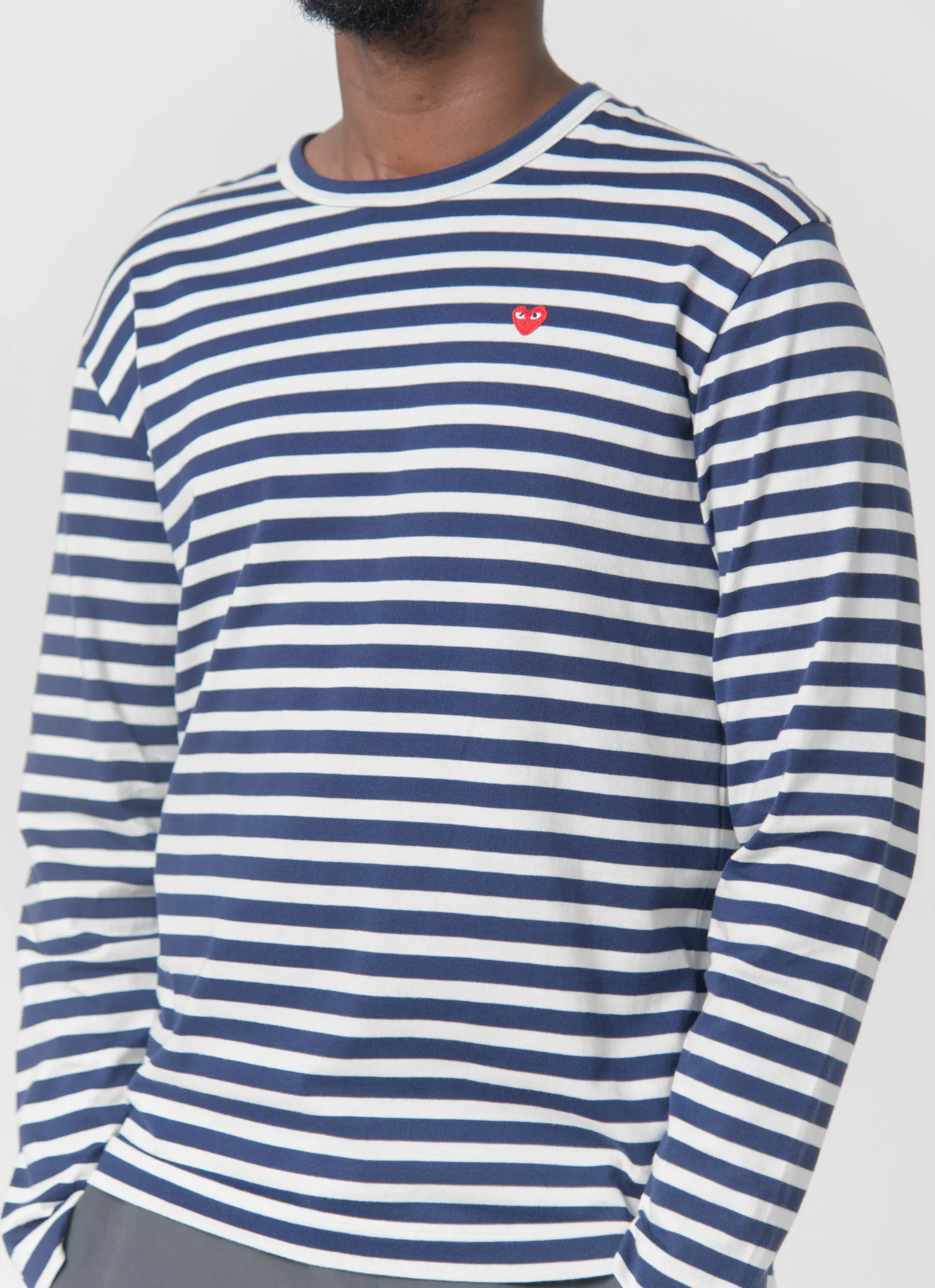 Long Sleeve Mini Emblem Stripe Tee Navy/Red T310 sold by Nomad product image thumbnail 2