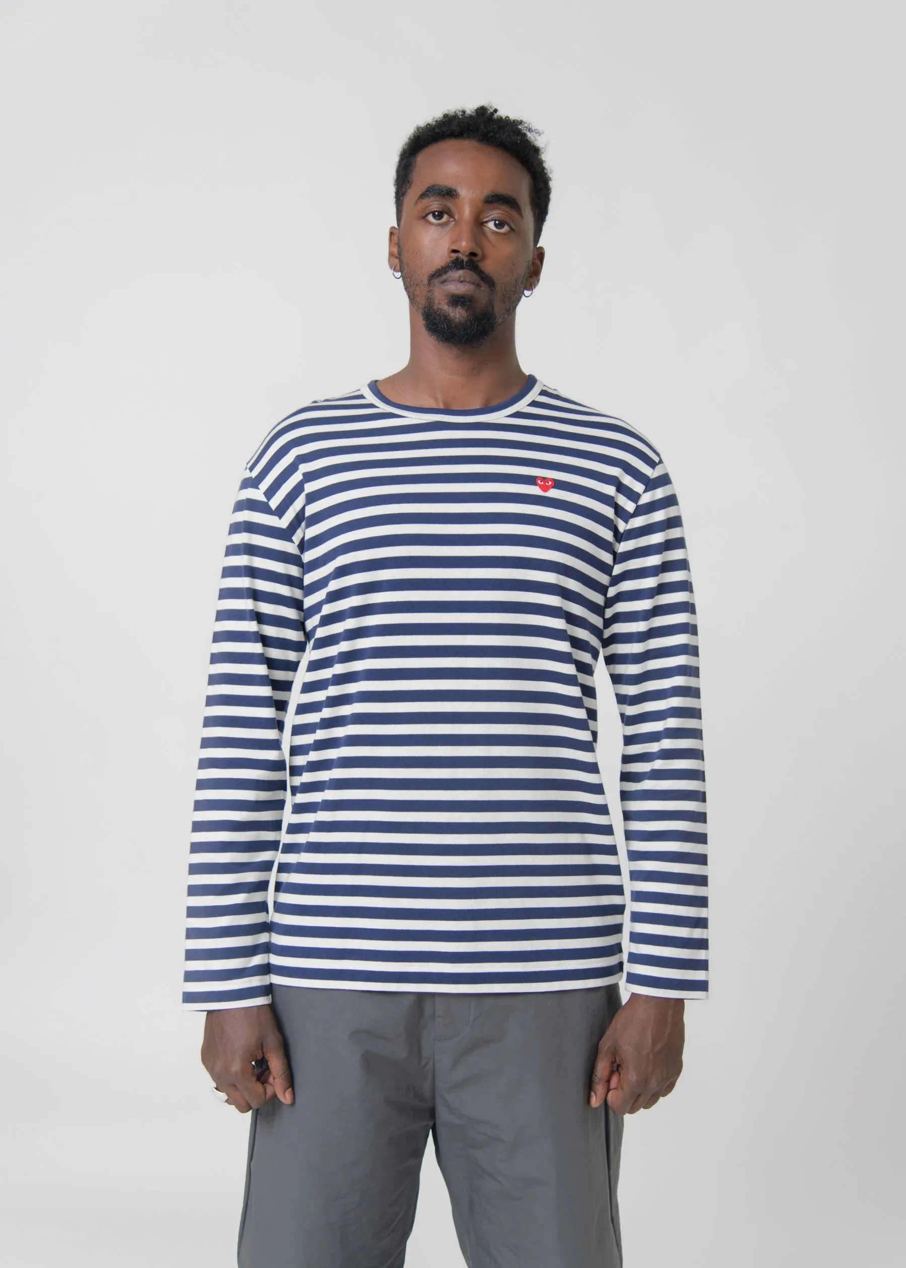 Long Sleeve Mini Emblem Stripe Tee Navy/Red T310 sold by Nomad product image thumbnail 3