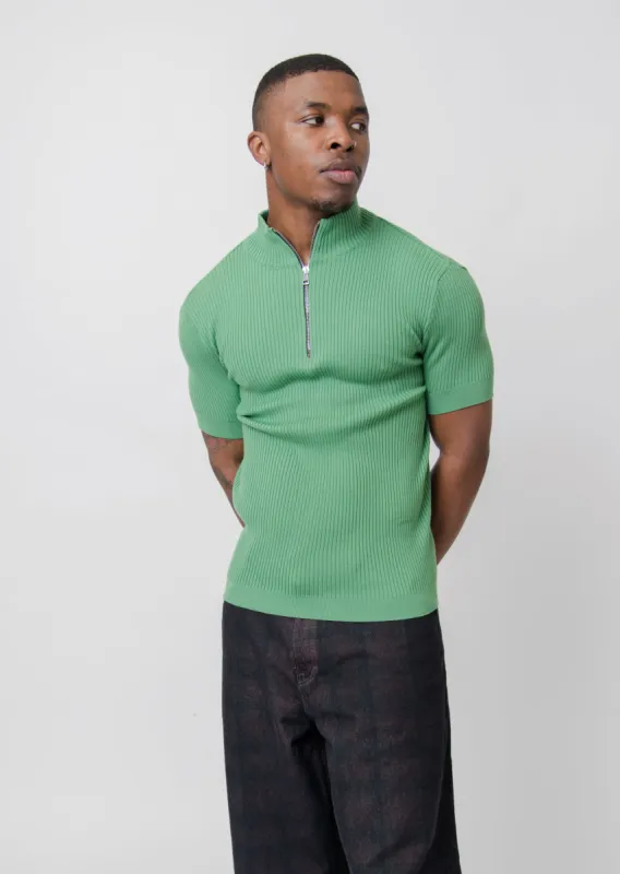 Knit Zip-Up Sweater Green sold by Nomad