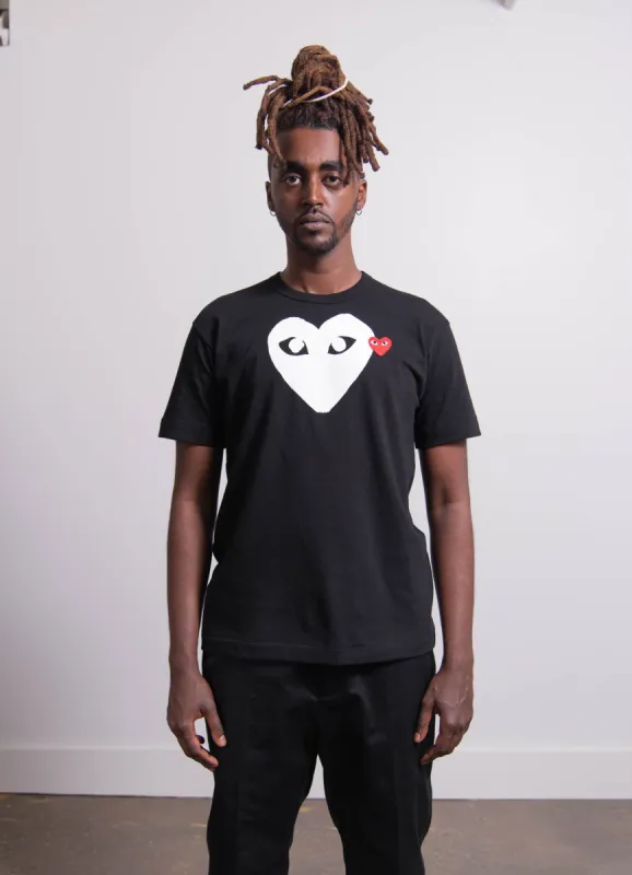 Short Sleeve Chest Print Emblem Tee Black/White/Red T116 sold by Nomad