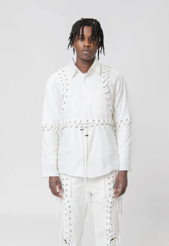Deconstructed Laced Shirt White CGSS24CWOSHI46 sold by Nomad
