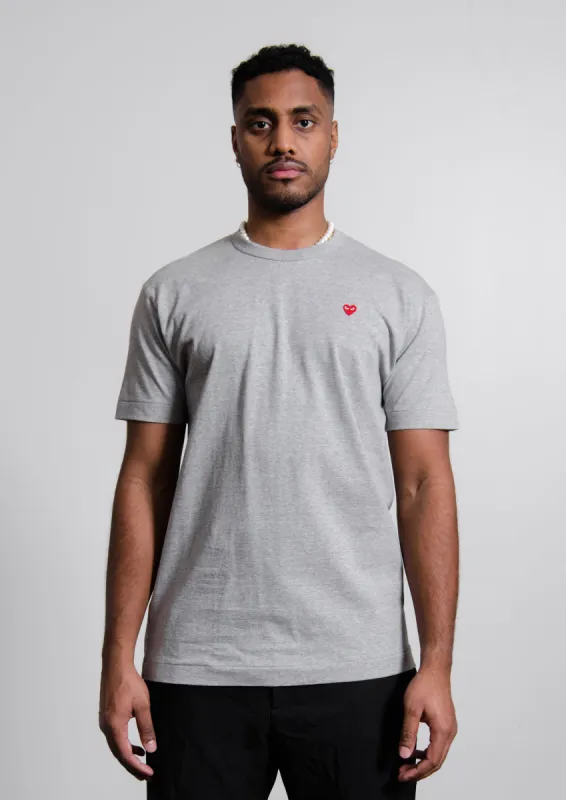 Short Sleeve Mini Emblem Tee Grey/Red T306 sold by Nomad
