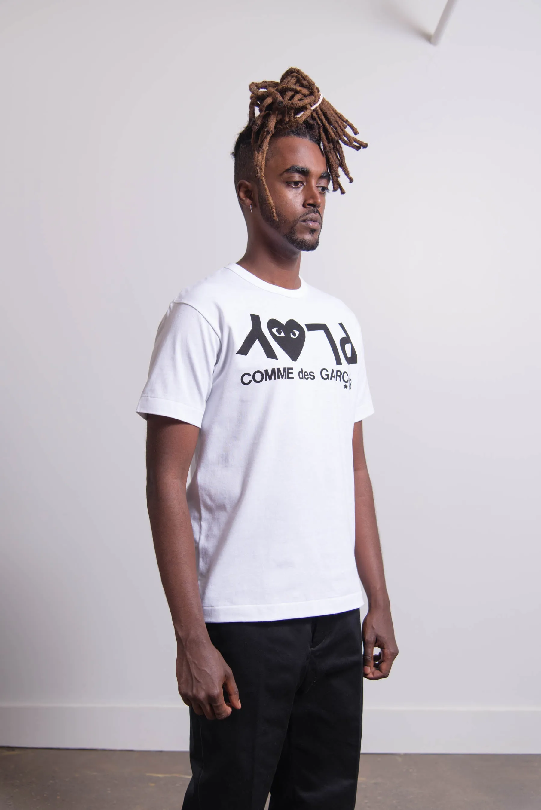 Short Sleeve Chest Print Logo Tee White/Black T068 sold by Nomad product image thumbnail 3