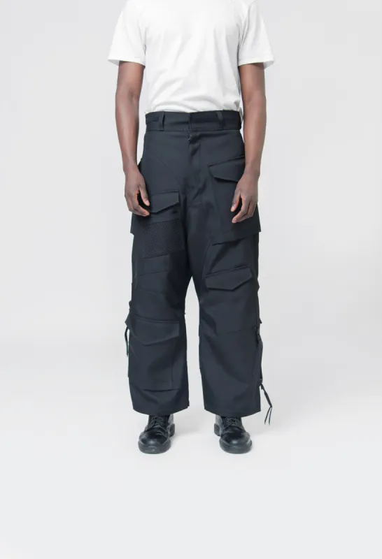 Polyester Canvas Cargo Pant Black WM-P002-051 made by Junya Watanabe