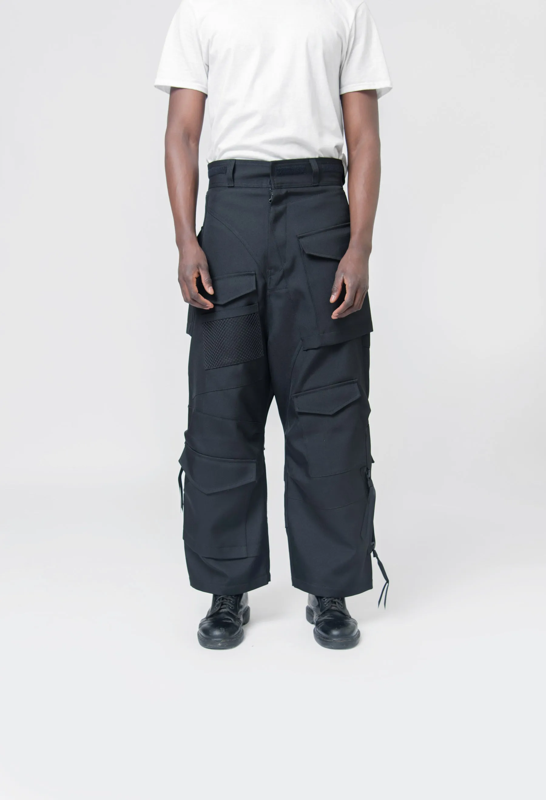 Polyester Canvas Cargo Pant Black WM-P002-051 sold by Nomad