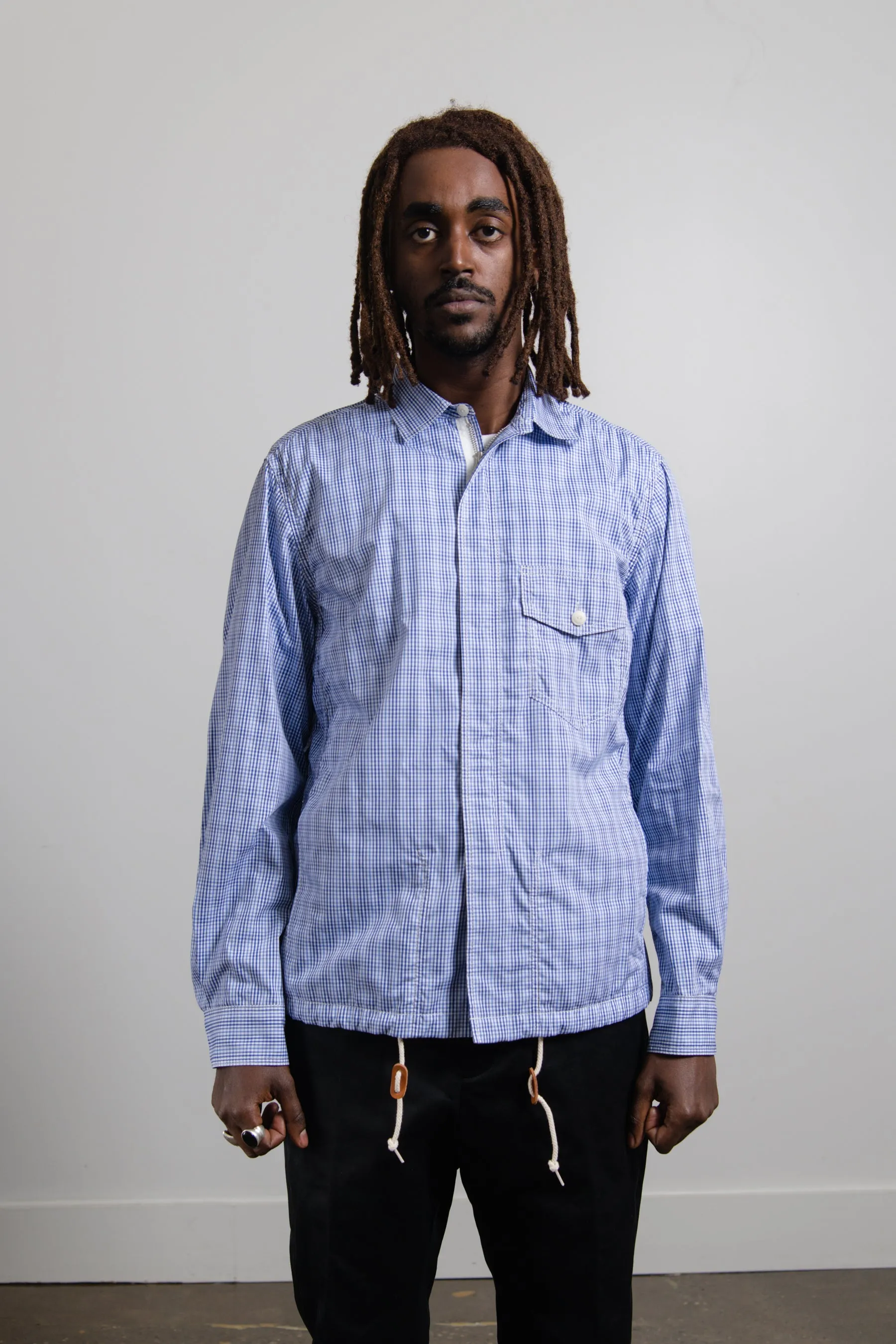 Cotton Check Jacket Light Blue/White B908 sold by Nomad