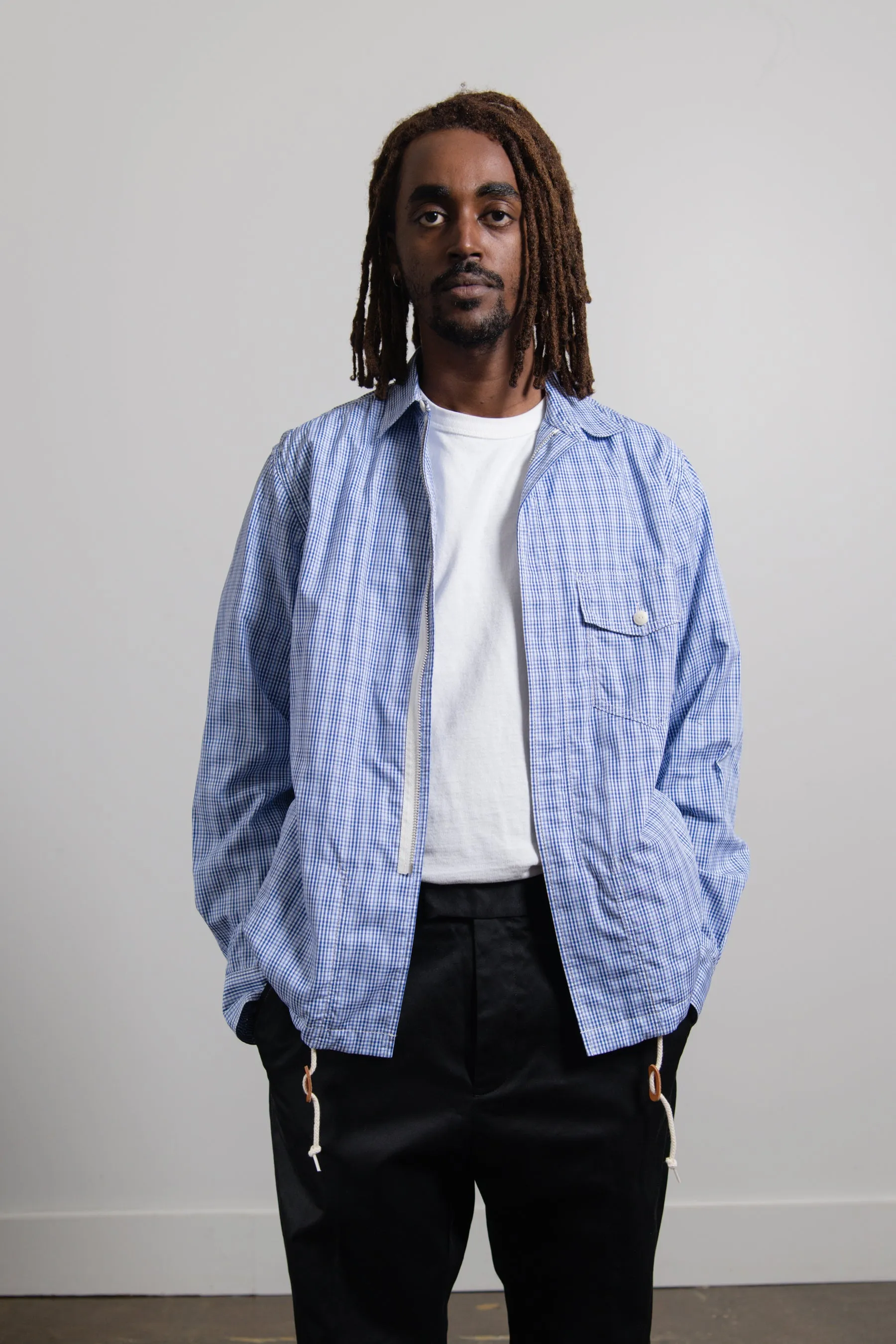 Cotton Check Jacket Light Blue/White B908 sold by Nomad product image thumbnail 4