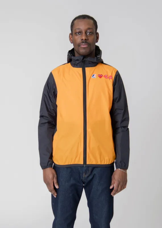 K-WAY Full-Zip Jacket Orange/Black J505-1 made by Comme des Garcons PLAY