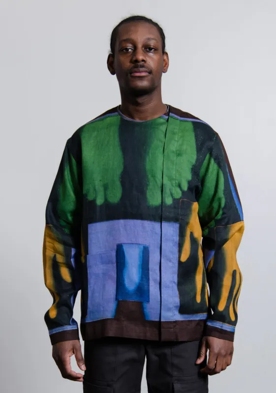 Hand Print Long Sleeve Tee Dark Brown SHIR000525 sold by Nomad