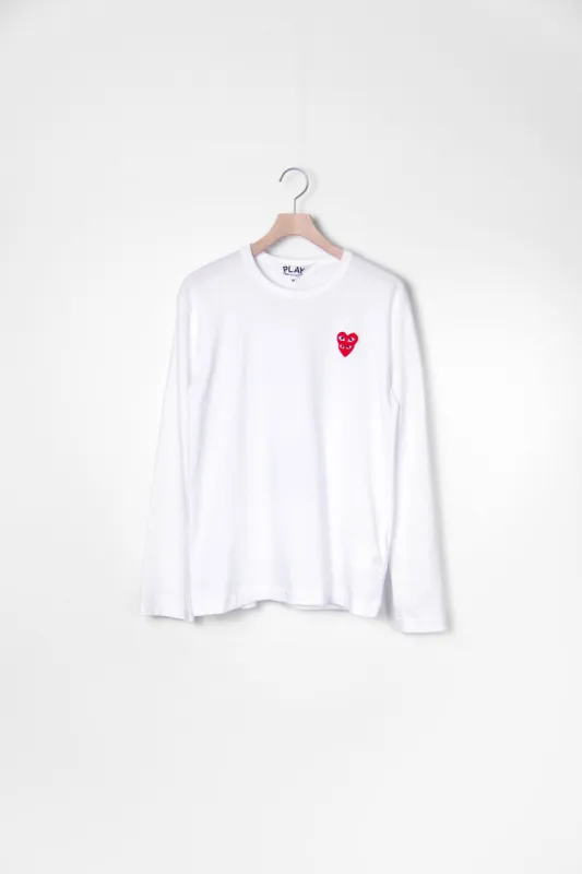 Long Sleeve Layered Double Emblem Tee White/Red T292 sold by Nomad