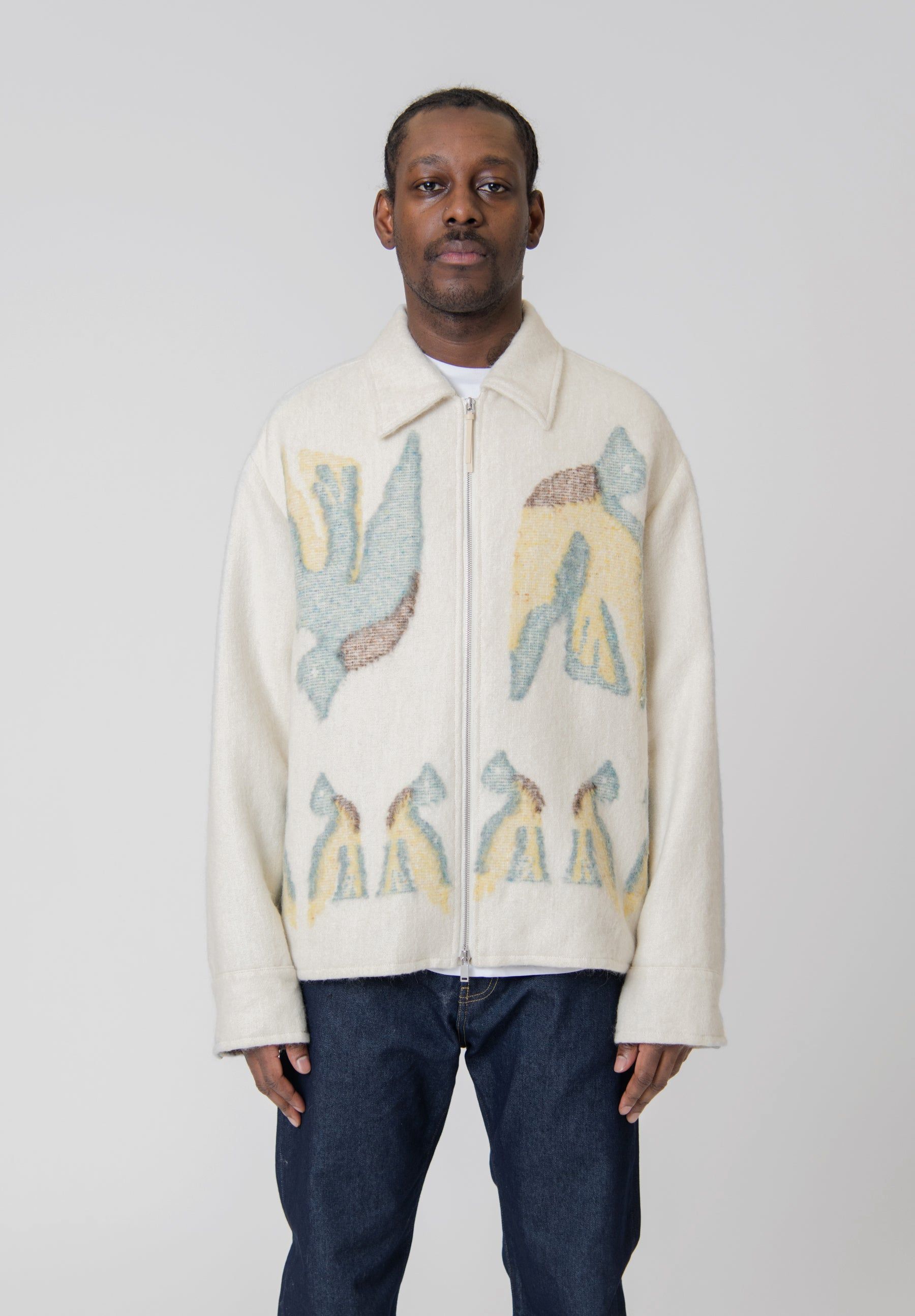 Bird Fil Coupe Jacket Blue/Natural J47BN0110 sold by Nomad