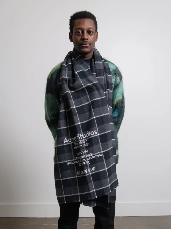 Narrow Check Scarf Black/Grey SCAR000109 sold by Nomad