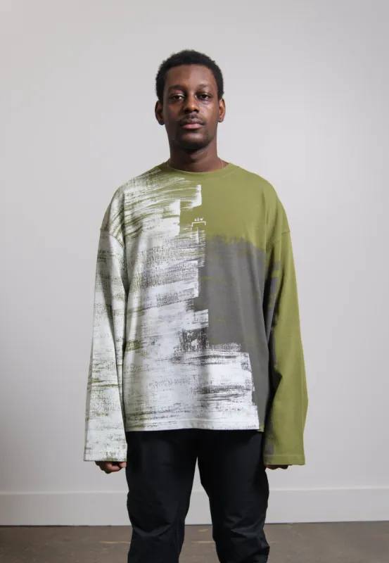Long Sleeve Brush Stroke Tee Military Green sold by Nomad