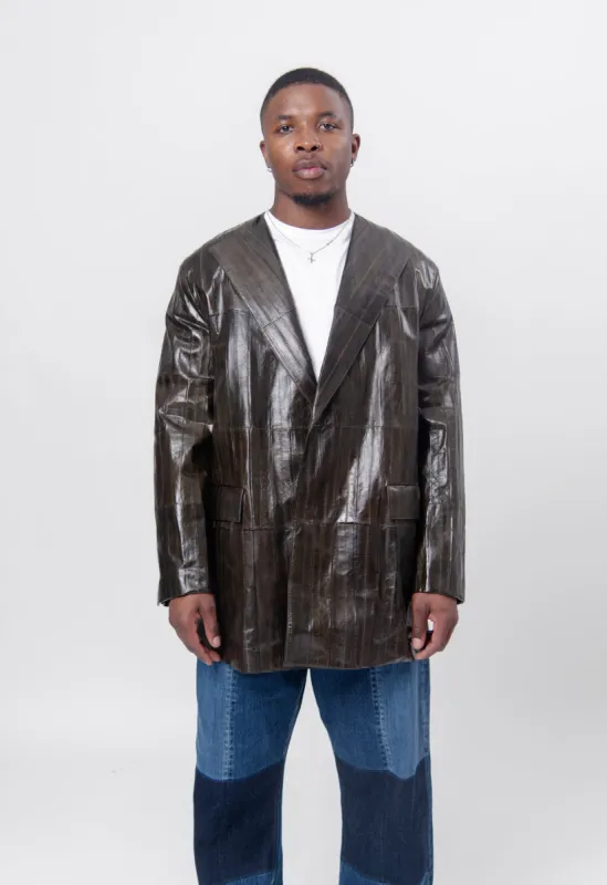 Eel Skin Blazer Jacket Ashphalt J21BN0172-J07180 sold by Nomad