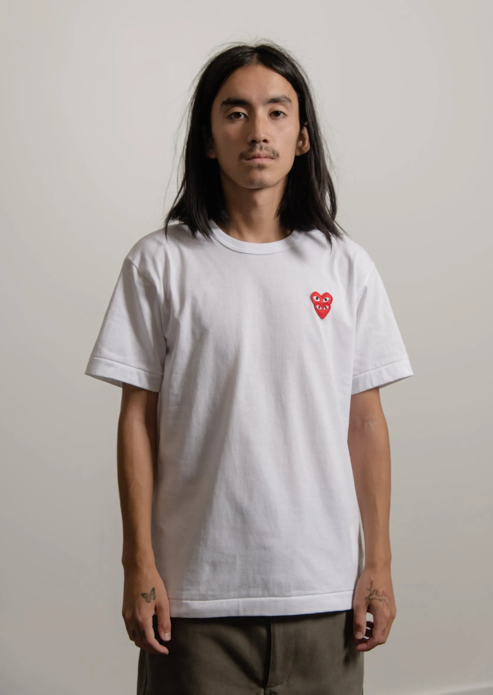 Layered Double Emblem Tee White/Red T288 sold by Nomad product image thumbnail 2
