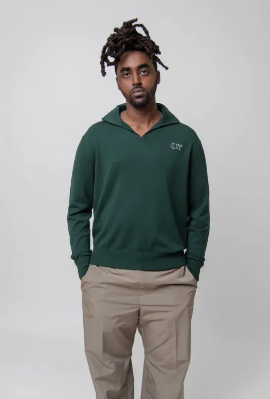 Knit Polo Sweater Forest Green KNIT000402 sold by Nomad