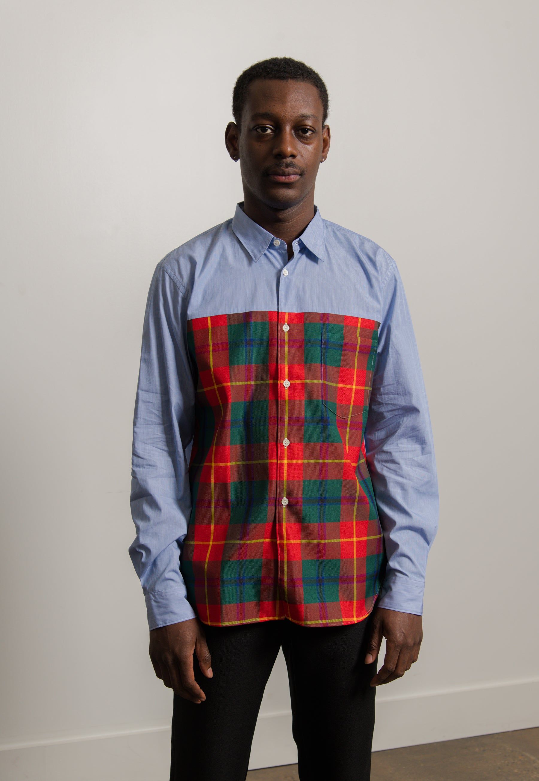Chambray Tartan Shirt Blue/Red/Green B011 sold by Nomad
