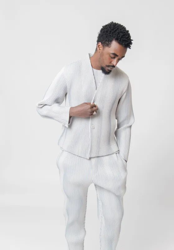 Tweed Pleats Jacket Ivory FD320-41 made by Issey Miyake