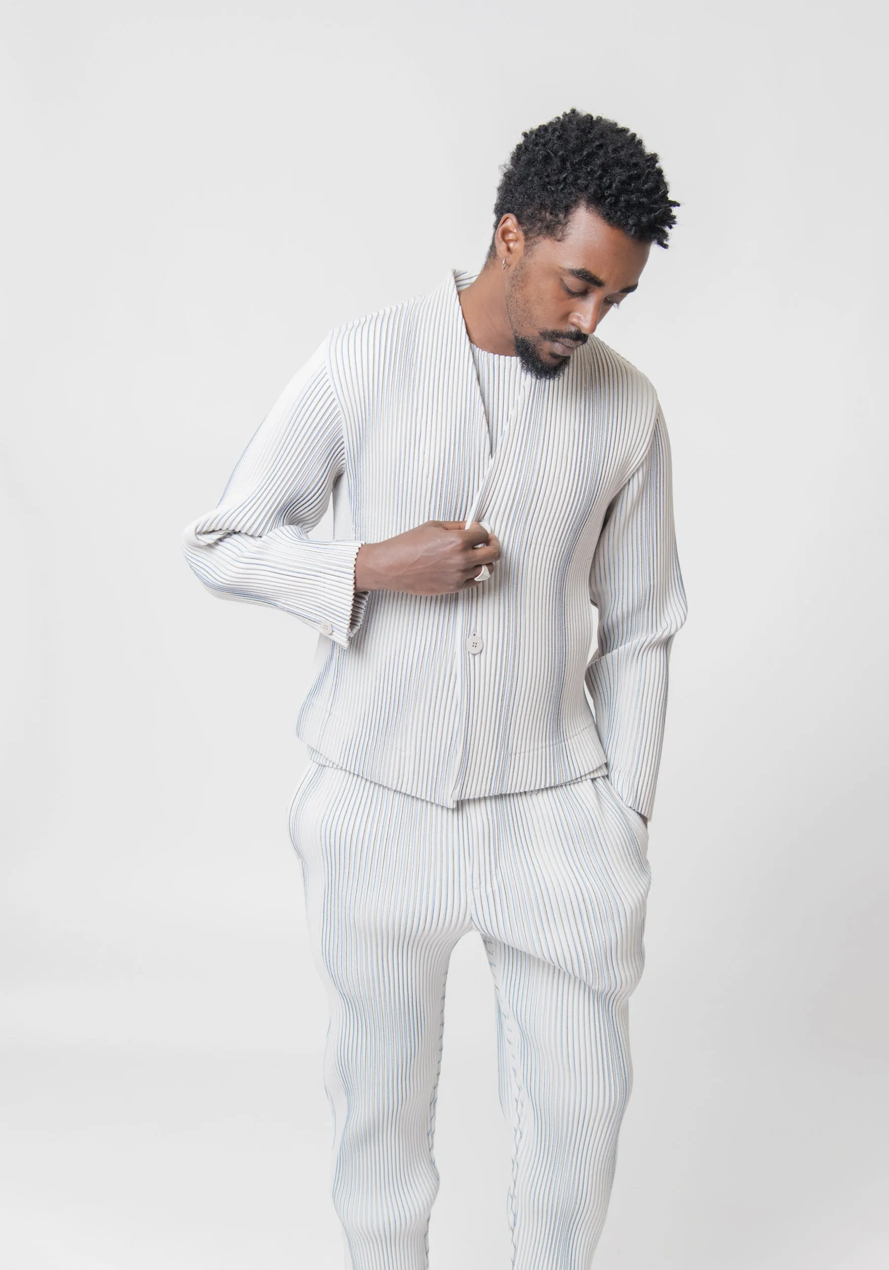 Tweed Pleats Jacket Ivory FD320-41 sold by Nomad