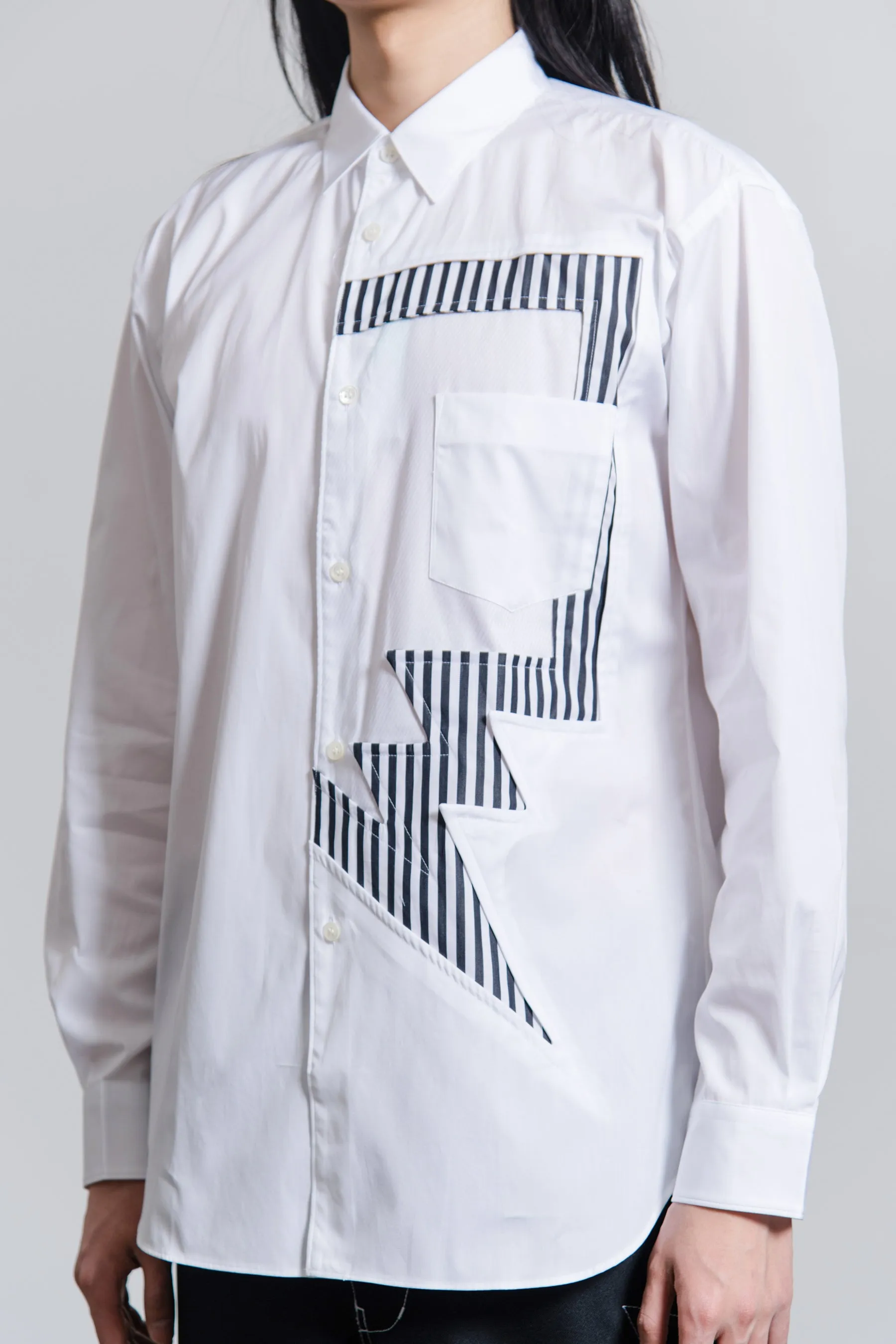 Striped Panel Poplin Shirt White/Stripe B014 sold by Nomad product image thumbnail 3