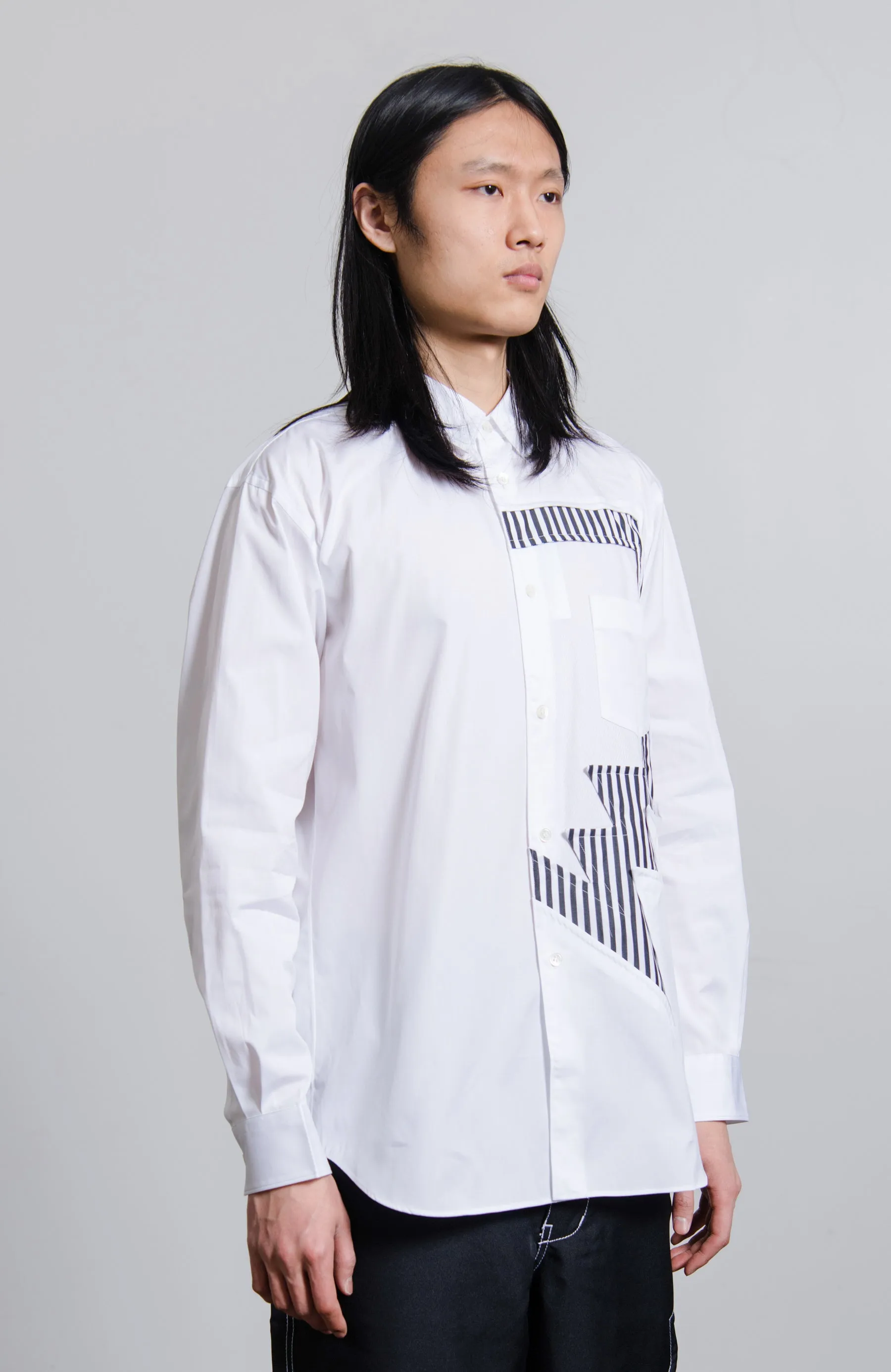 Striped Panel Poplin Shirt White/Stripe B014 sold by Nomad product image thumbnail 4