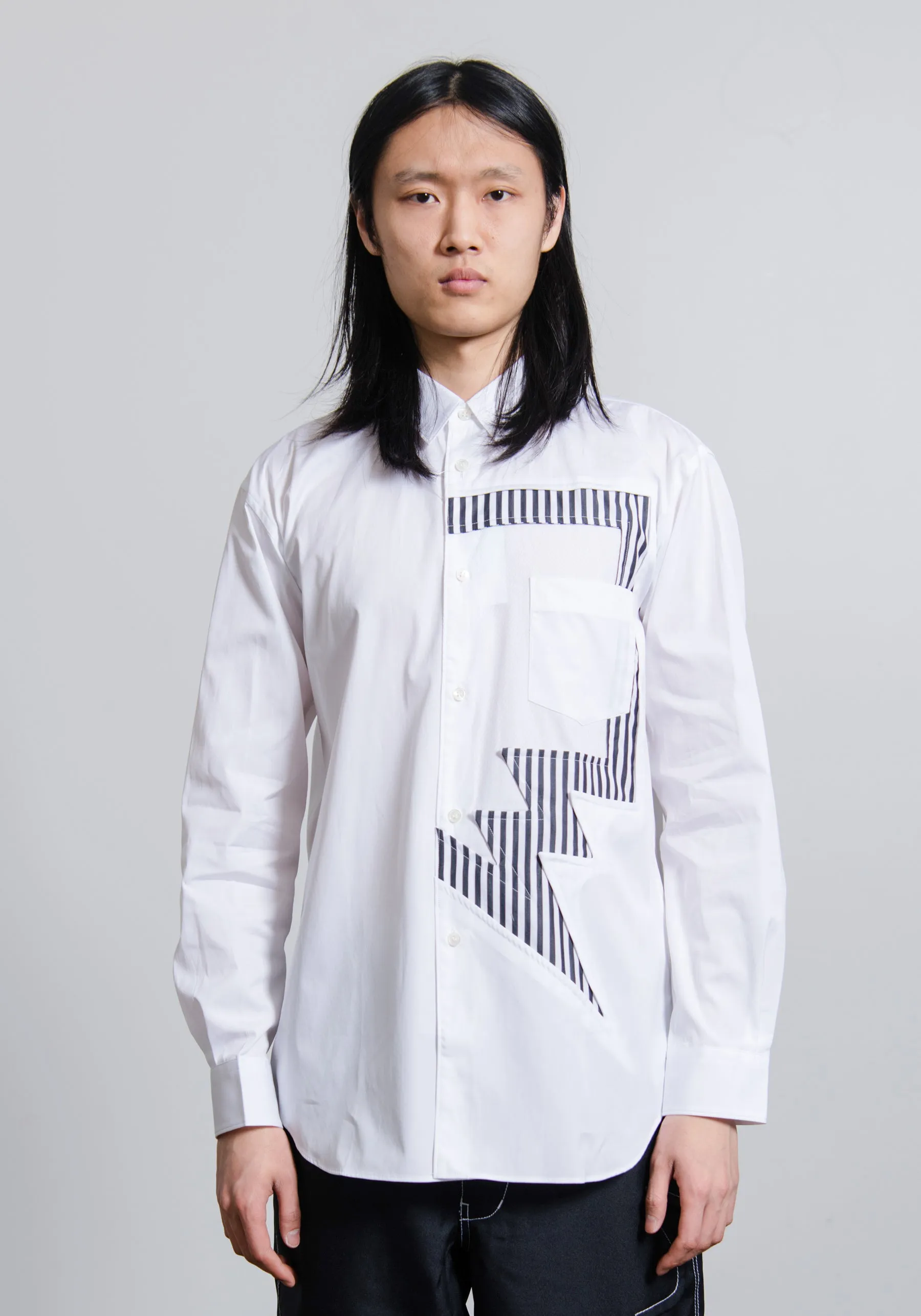Striped Panel Poplin Shirt White/Stripe B014 sold by Nomad