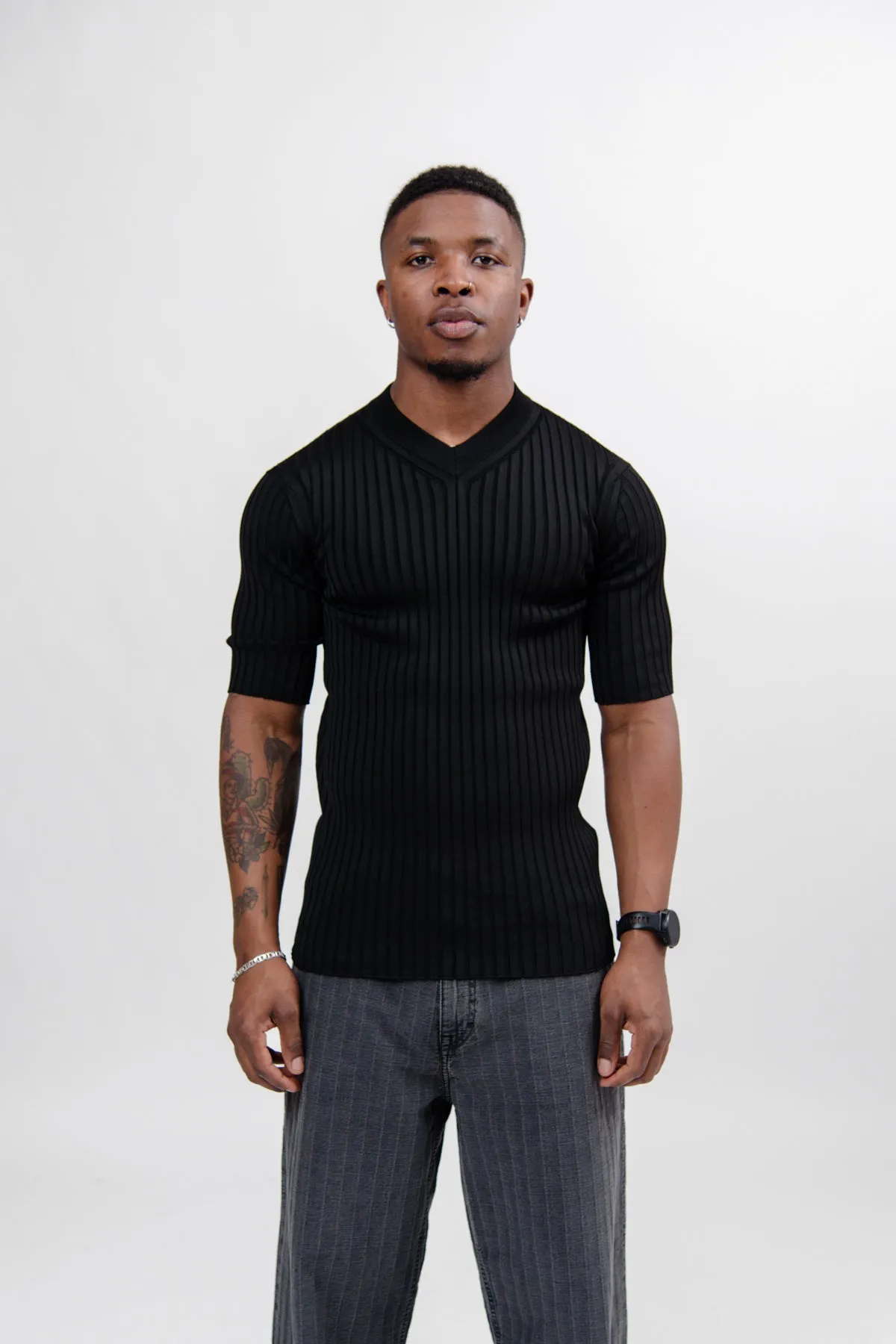 T-Shirt Superfine Viscose Rib Knit Black J21GC0144-J18313001 sold by Nomad product image thumbnail 3