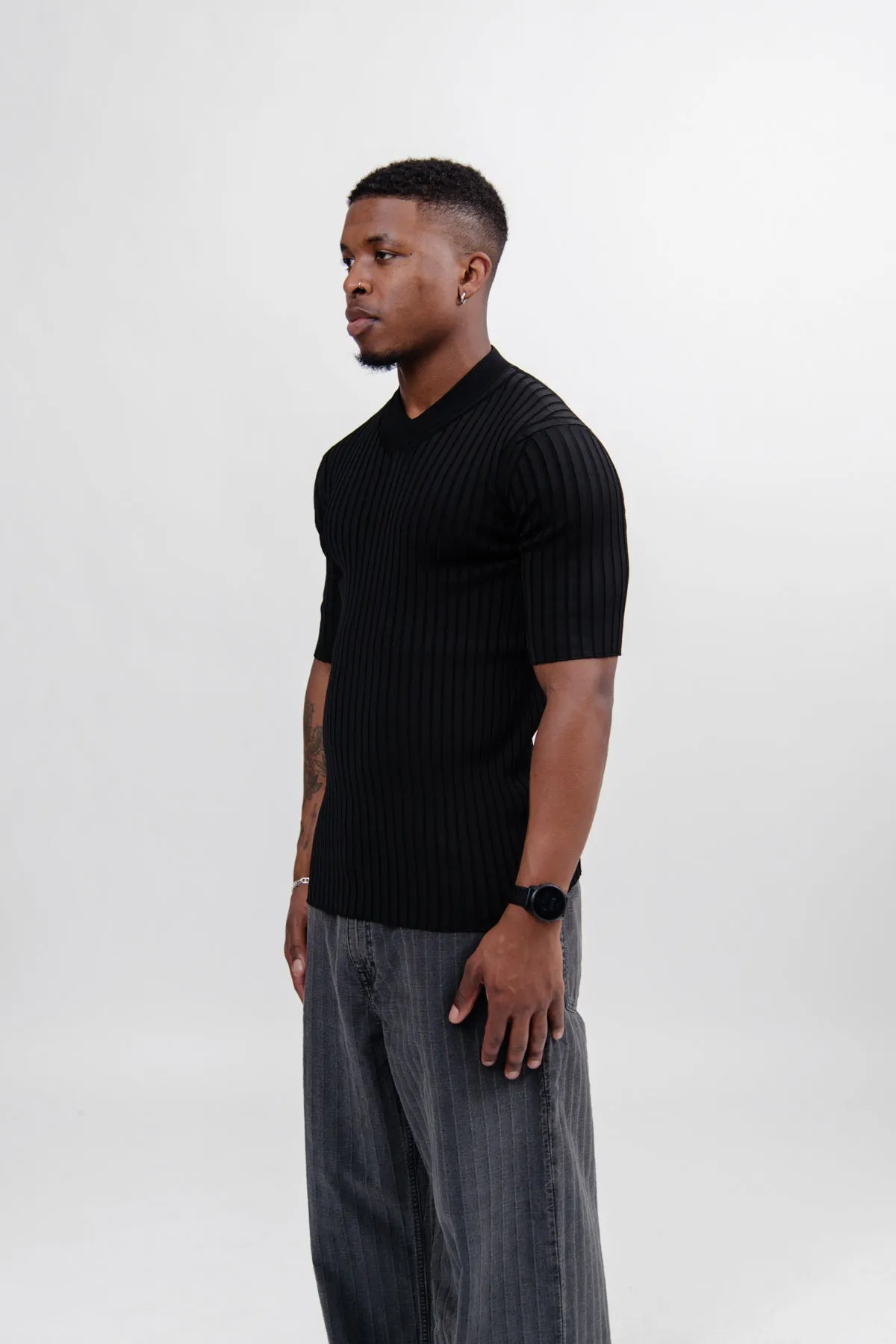 T-Shirt Superfine Viscose Rib Knit Black J21GC0144-J18313001 sold by Nomad product image thumbnail 4
