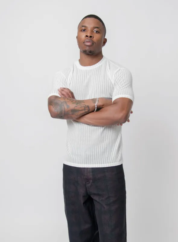 Pinstripe Tee Ivory sold by Nomad