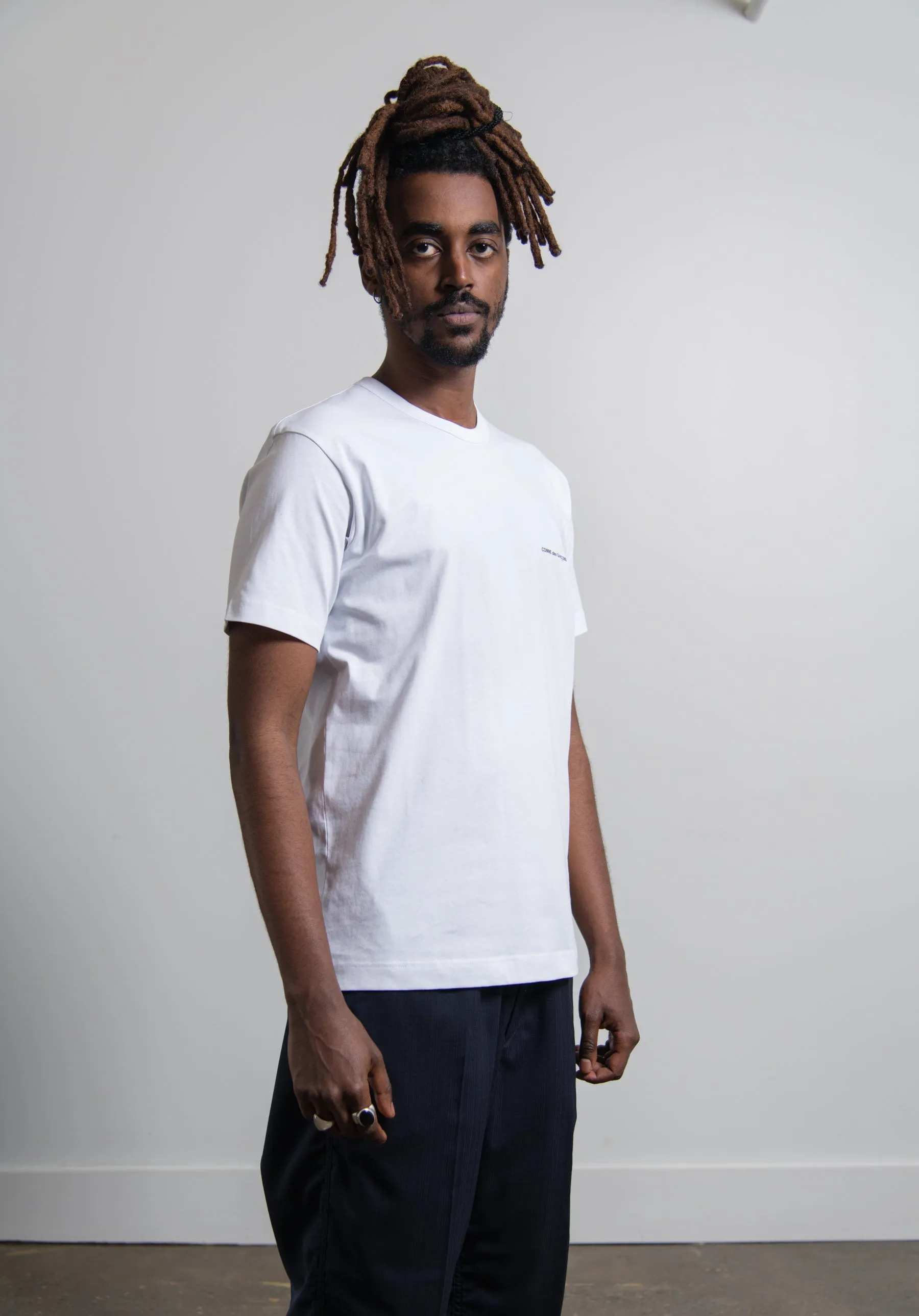 Short Sleeve Chest Print Logo Tee White T018 sold by Nomad product image thumbnail 3