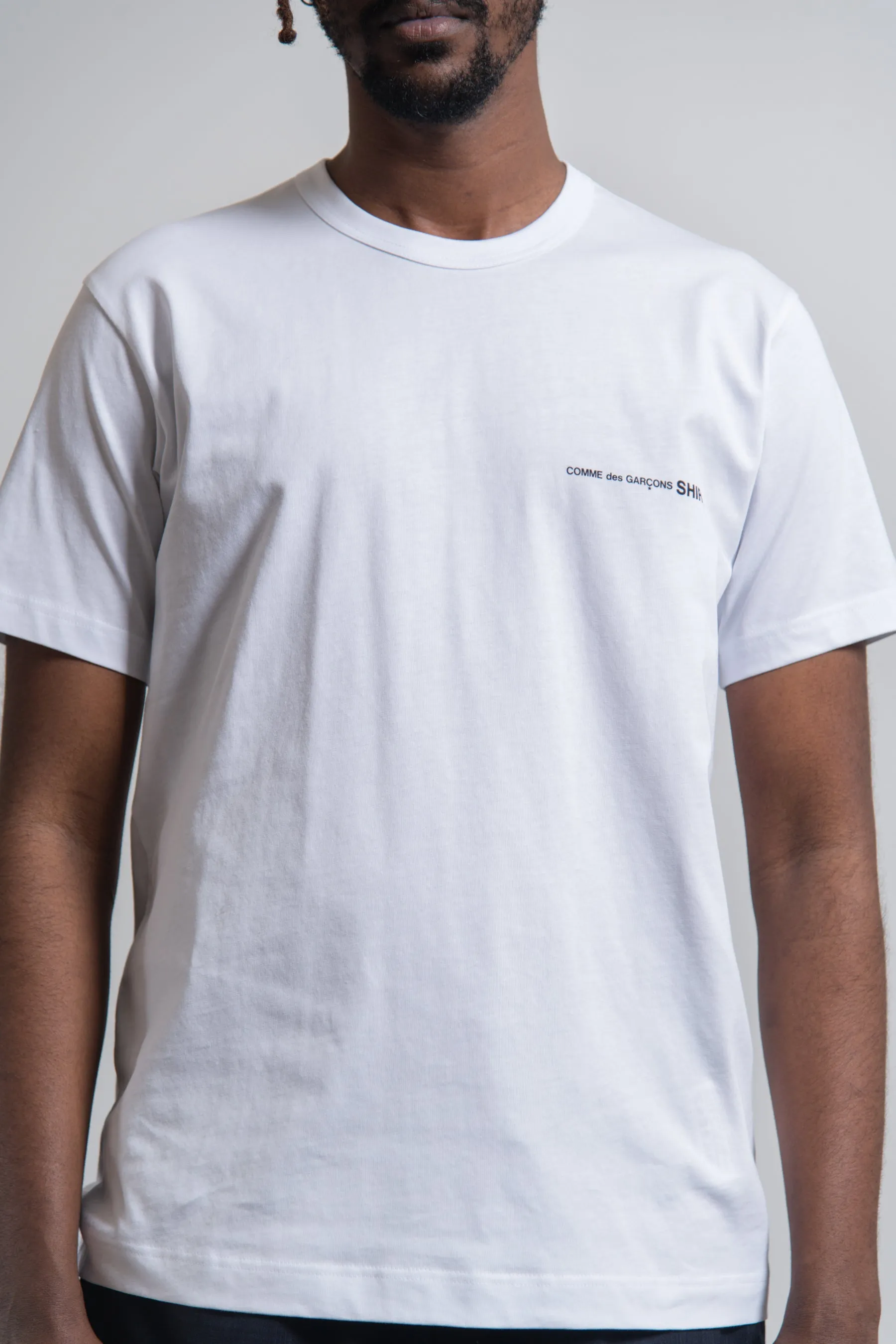 Short Sleeve Chest Print Logo Tee White T018 sold by Nomad product image thumbnail 2